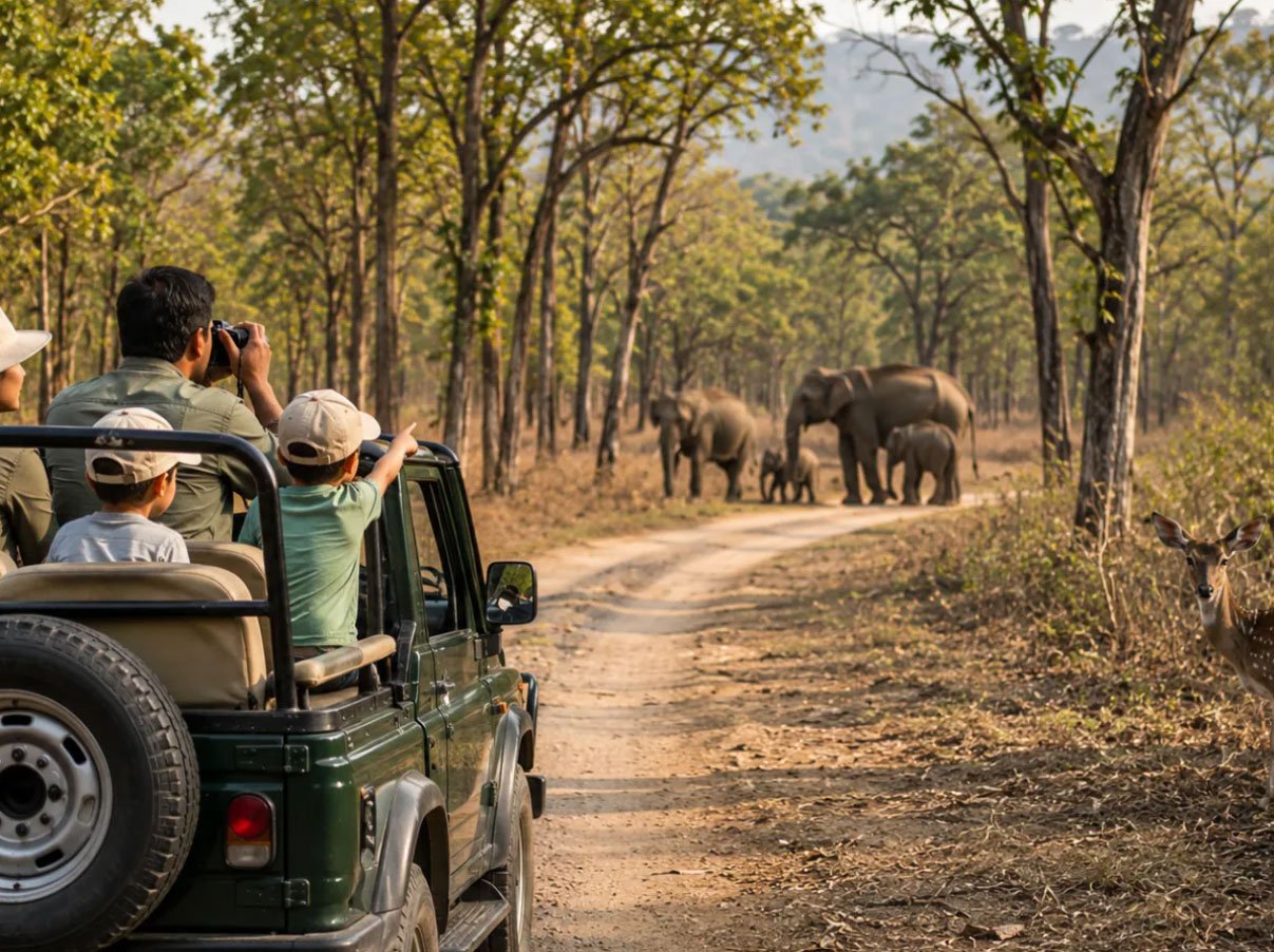 Jungle safari with Vindya Vasni Temple Darshan and River Rafting